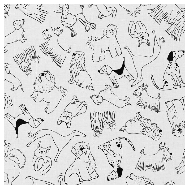 Printed Cotton BARLEY White / Black